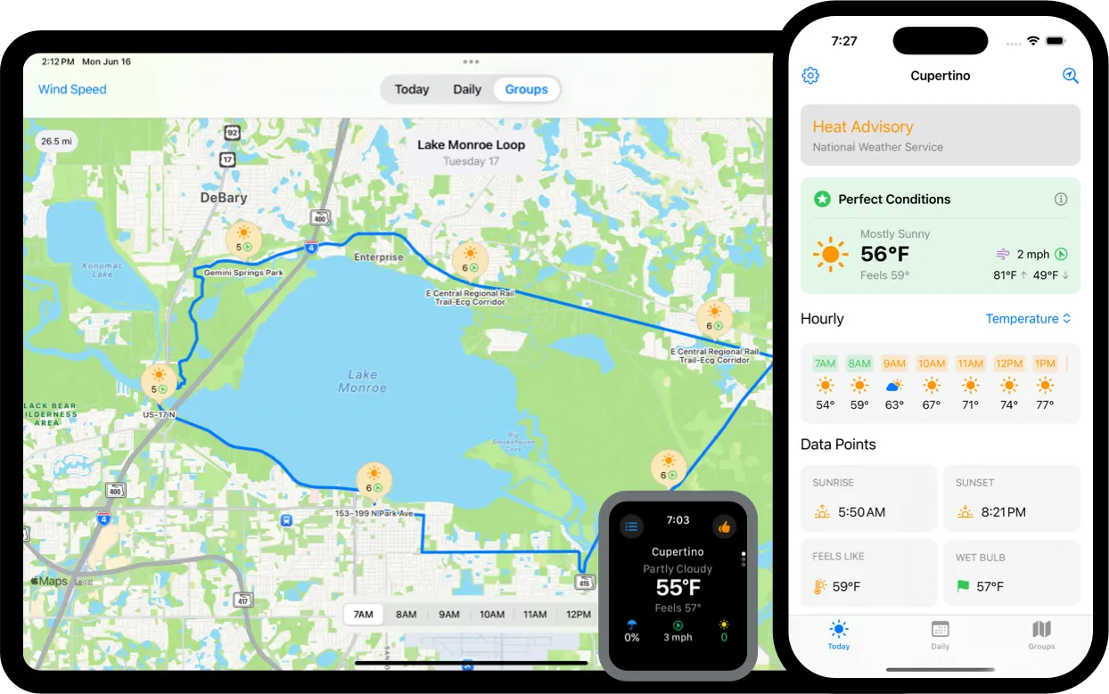 Apollo Weather App Shown on Multiple Devices